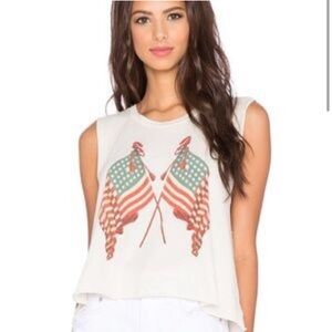Wildfox cropped American flag tank size large